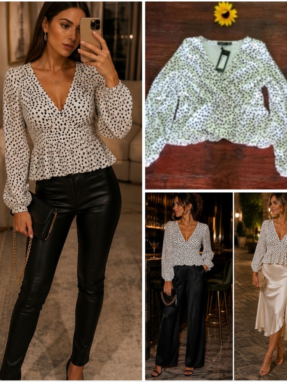 NWT NASTY GAL COLLECTION POLKA DOTS TOP.